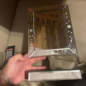 Floral Etched Silver Tabletop Mirror
